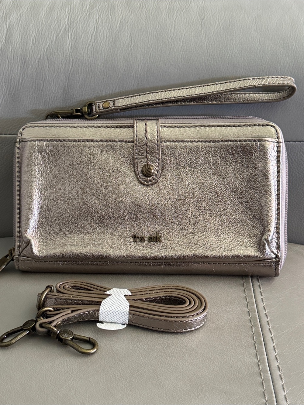 The Sak Metallic Leather Convertible Wristlet Crossbody Wallet